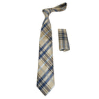 Men's Vito Rofolo From Italy Tie Hankie Gift Boxed 100% Silk VR-28 Tan Blue Plaid