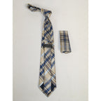 Men's Vito Rofolo From Italy Tie Hankie Gift Boxed 100% Silk VR-28 Tan Blue Plaid