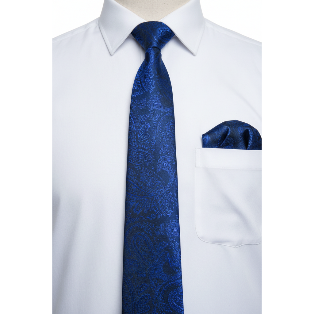 Men's Vito Rofolo From Italy Tie Hankie Gift Boxed 100% Silk VR-29 Royal Paisley