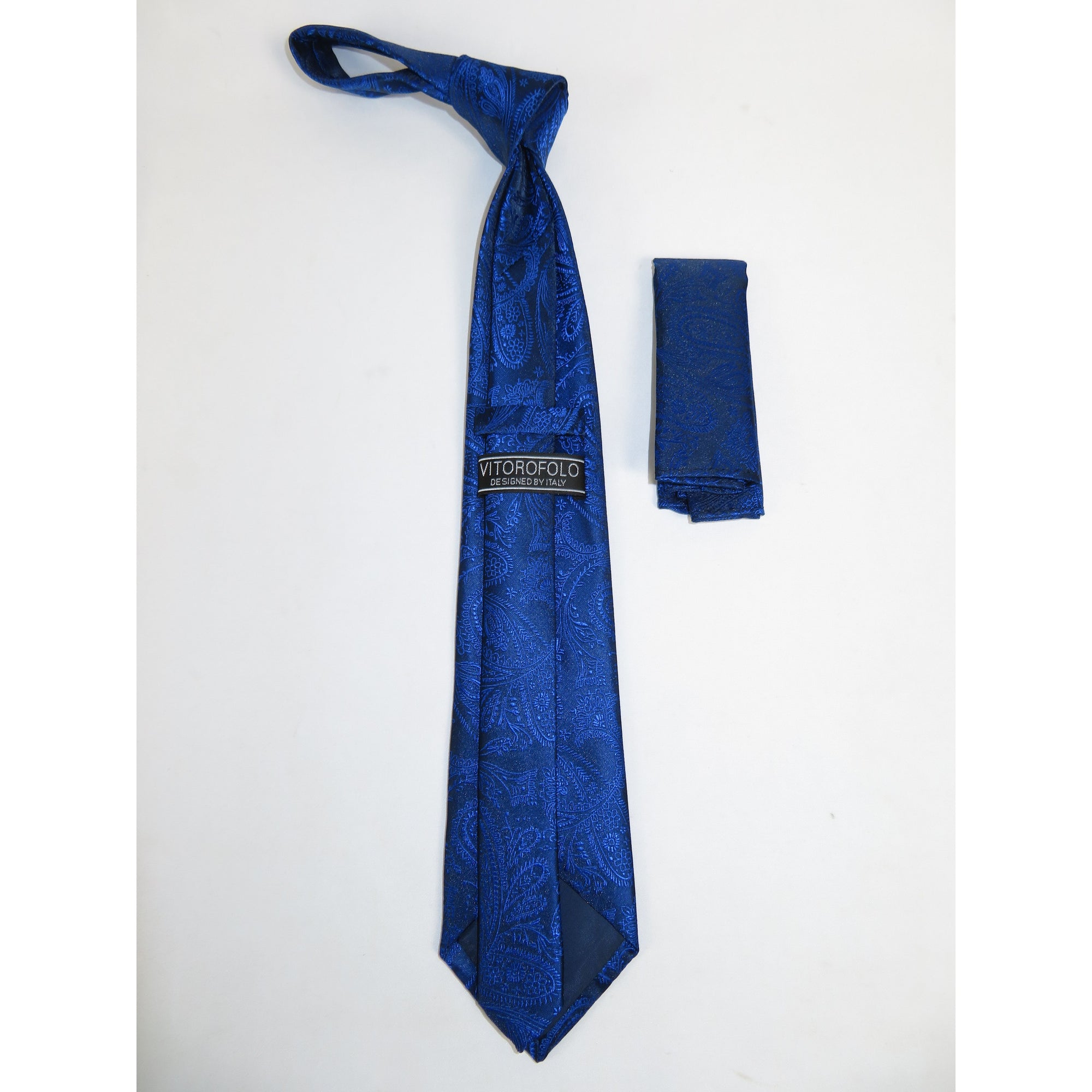 Men's Vito Rofolo From Italy Tie Hankie Gift Boxed 100% Silk VR-29 Royal Paisley