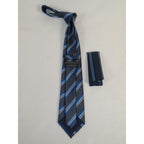 Men's Vito Rofolo From Italy Tie Hankie Gift Boxed 100% Silk VR-31 Blue Stripe