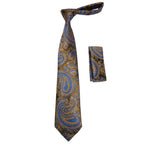 Men's Vito Rofolo From Italy Tie Hankie Gift Boxed 100% Silk VR-32 Brown/blue Paisley