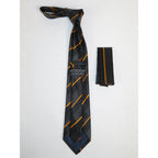 Men's Vito Rofolo From Italy Tie Hankie Gift Boxed 100% Silk VR-36 Black/Gold Stripe
