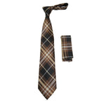 Men's Vito Rofolo From Italy Tie Hankie Gift Boxed 100% Silk VR-38 Brown Plaid