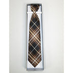 Men's Vito Rofolo From Italy Tie Hankie Gift Boxed 100% Silk VR-38 Brown Plaid