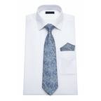 Men's Vito Rofolo From Italy Tie Hankie Gift Boxed 100% Silk VR-35 Blue Paisley