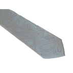 Mens Narrow Tie/Hankie Set Woven Vito Rofolo VTR-104 Silver Gray Paisley