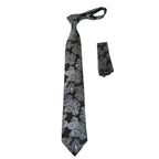 Mens Narrow Tie/Hankie Set Woven Vito Rofolo VTR-109 Black White Paisley