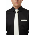 Mens Narrow Tie/Hankie Set Woven Vito Rofolo by J.Valintin VTR-112 White