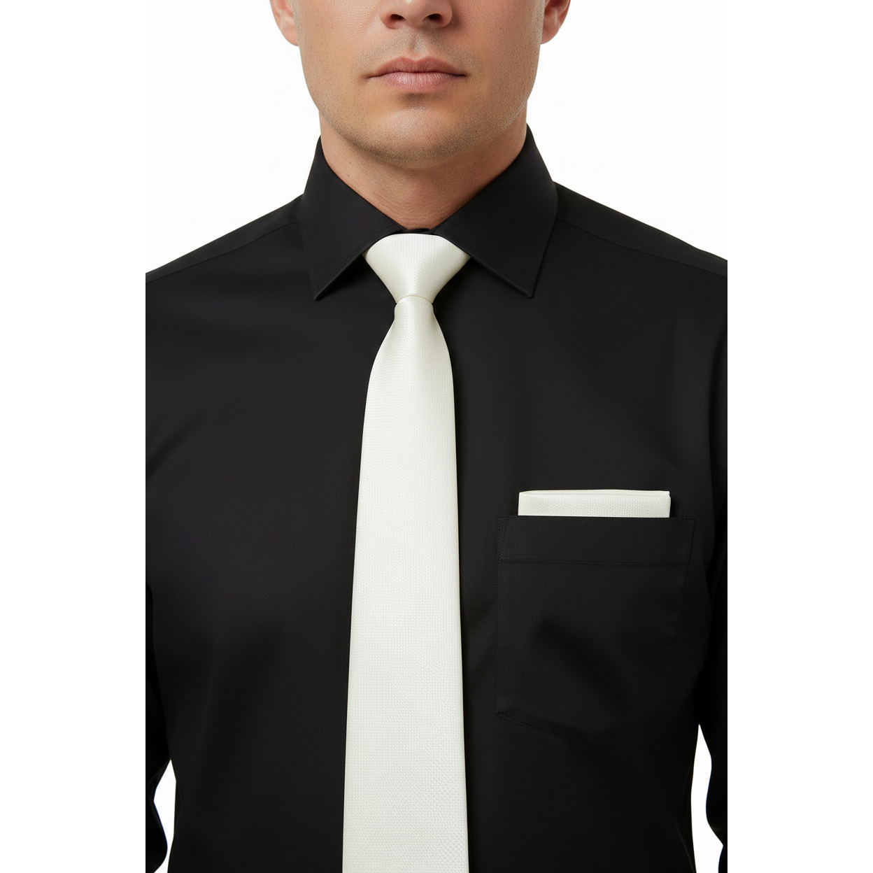 Mens Narrow Tie/Hankie Set Woven Vito Rofolo by J.Valintin VTR-112 White