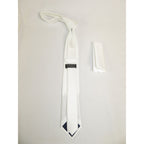 Mens Narrow Tie/Hankie Set Woven Vito Rofolo by J.Valintin VTR-112 White
