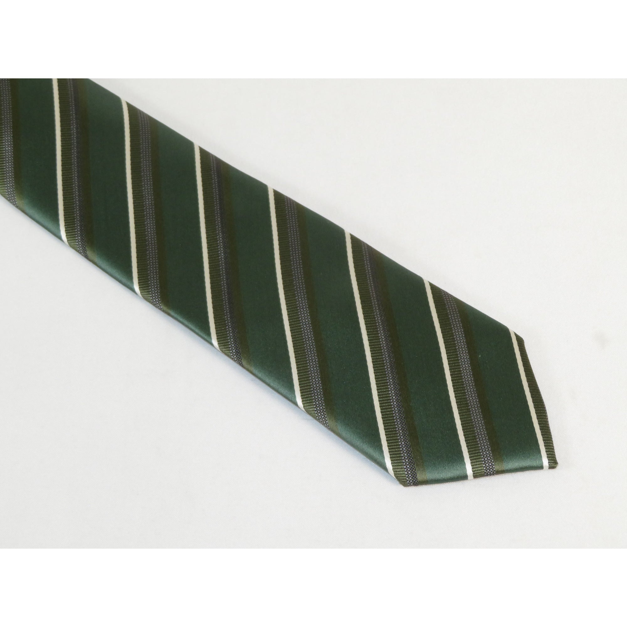Mens Narrow Tie/Hankie Set Woven Vito Rofolo by J.Valintin VTR-114 Green Stripe