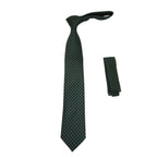 Mens Narrow Tie/Hankie Set Woven Vito Rofolo by J.Valintin VTR-118 Green Checks