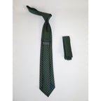 Mens Narrow Tie/Hankie Set Woven Vito Rofolo by J.Valintin VTR-118 Green Checks