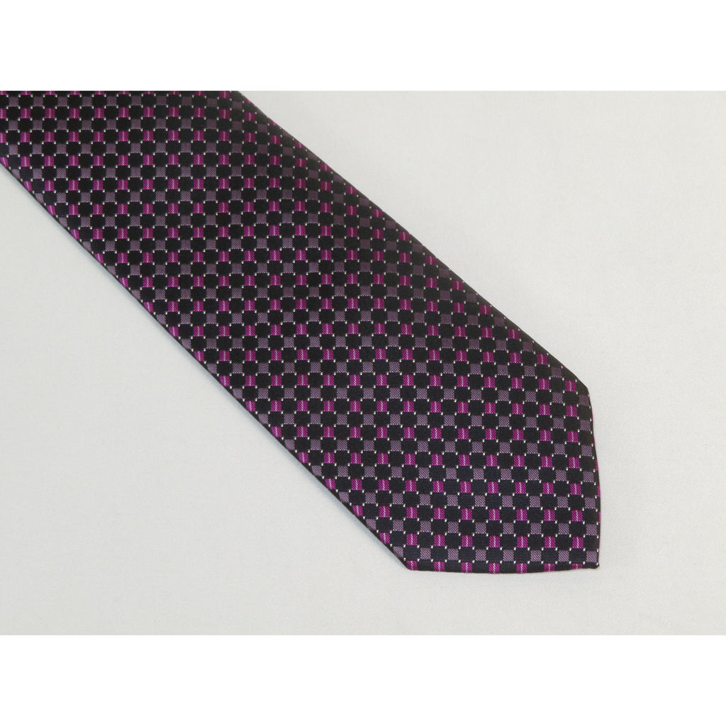 Mens Narrow Tie/Hankie Set Woven Vito Rofolo by J.Valintin VTR-119 Pink Dots