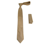 Mens Narrow Tie/Hankie Set Woven Vito Rofolo by J.Valintin VTR-120 Beige Circles