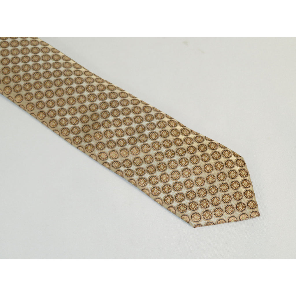 Mens Narrow Tie/Hankie Set Woven Vito Rofolo by J.Valintin VTR-120 Beige Circles