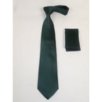 Mens Narrow Tie/Hankie Set Satin Vito Rofolo by J.Valintin VTR-123 Solid Green