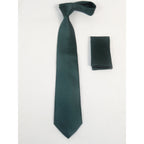 Mens Narrow Tie/Hankie Set Satin Vito Rofolo by J.Valintin VTR-123 Solid Green