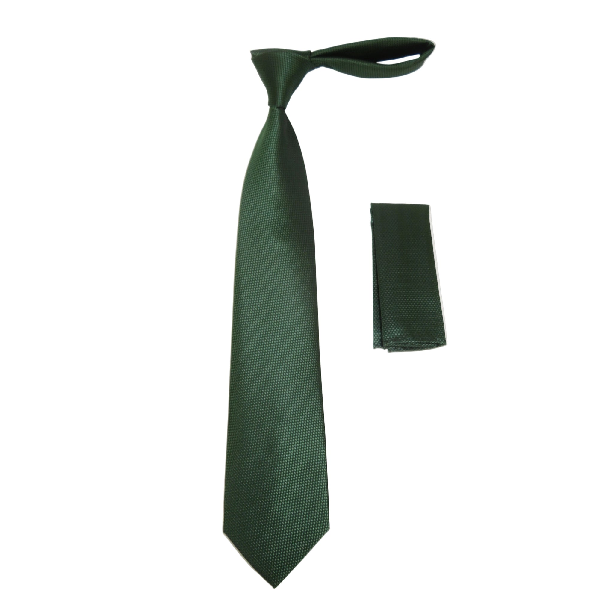 Mens Tie/Hankie Set Woven Silky Vito Rofolo by J.Valintin VTR-124 Green Pin Dot