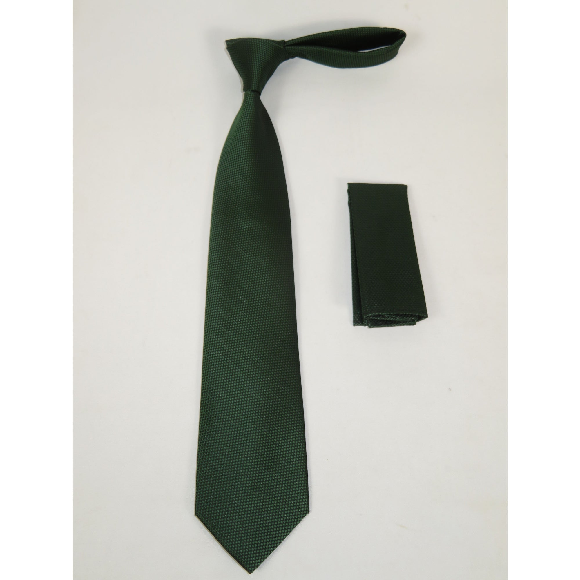 Mens Tie/Hankie Set Woven Silky Vito Rofolo by J.Valintin VTR-124 Green Pin Dot
