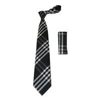 Men's Tie/Hankie Microfiber Silky Vito Rofolo by J.Valintin VTR-84 Black White