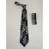 Men's Tie/Hankie Microfiber Silky Vito Rofolo by J.Valintin VTR-84 Black White