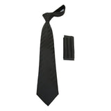 Men's Tie/Hankie Microfiber Silky Vito Rofolo by J.Valintin VTR-86 Black Stripe