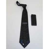 Men's Tie/Hankie Microfiber Silky Vito Rofolo by J.Valintin VTR-86 Black Stripe