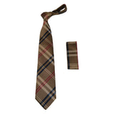 Men's Tie/Hankie Microfiber Silky Vito Rofolo By J.Valintin VTR-87 Brown Plaid