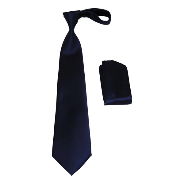 Men's Tie/Hankie Microfiber Silky Vito Rofolo by J.Valintin VTR-89 Navy Blue