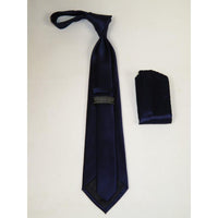 Men's Tie/Hankie Microfiber Silky Vito Rofolo by J.Valintin VTR-89 Navy Blue