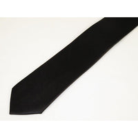 Mens Narrow Tie/Hankie Set Microfiber Silky Vito Rofolo VTR-90 Solid Black