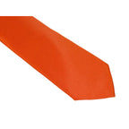 Mens Narrow Tie/Hankie Set Satin Silky Vito Rofolo VTR-93 Solid Orange