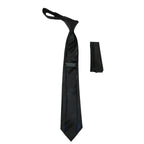 Mens Narrow Tie/Hankie Set Microfiber Silky Vito Rofolo VTR-97 Black Shadow