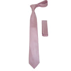 Mens Narrow Tie/Hankie Set Microfiber Silky Vito Rofolo VTR-98 Pink Dots
