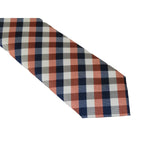Mens Narrow Tie/Hankie Set Woven Vito Rofolo VTR-100 Rust Navy Checker