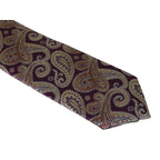 Mens Narrow Tie/Hankie Set Woven Vito Rofolo VTR-111 Wine Tan Paisley
