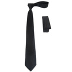 Mens Skinny Tie/Hankie Set Satin Vito Rofolo by J.Valintin VTR-122 Solid Black
