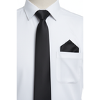 Mens Skinny Tie/Hankie Set Satin Vito Rofolo by J.Valintin VTR-122 Solid Black