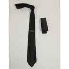 Mens Skinny Tie/Hankie Set Satin Vito Rofolo by J.Valintin VTR-122 Solid Black