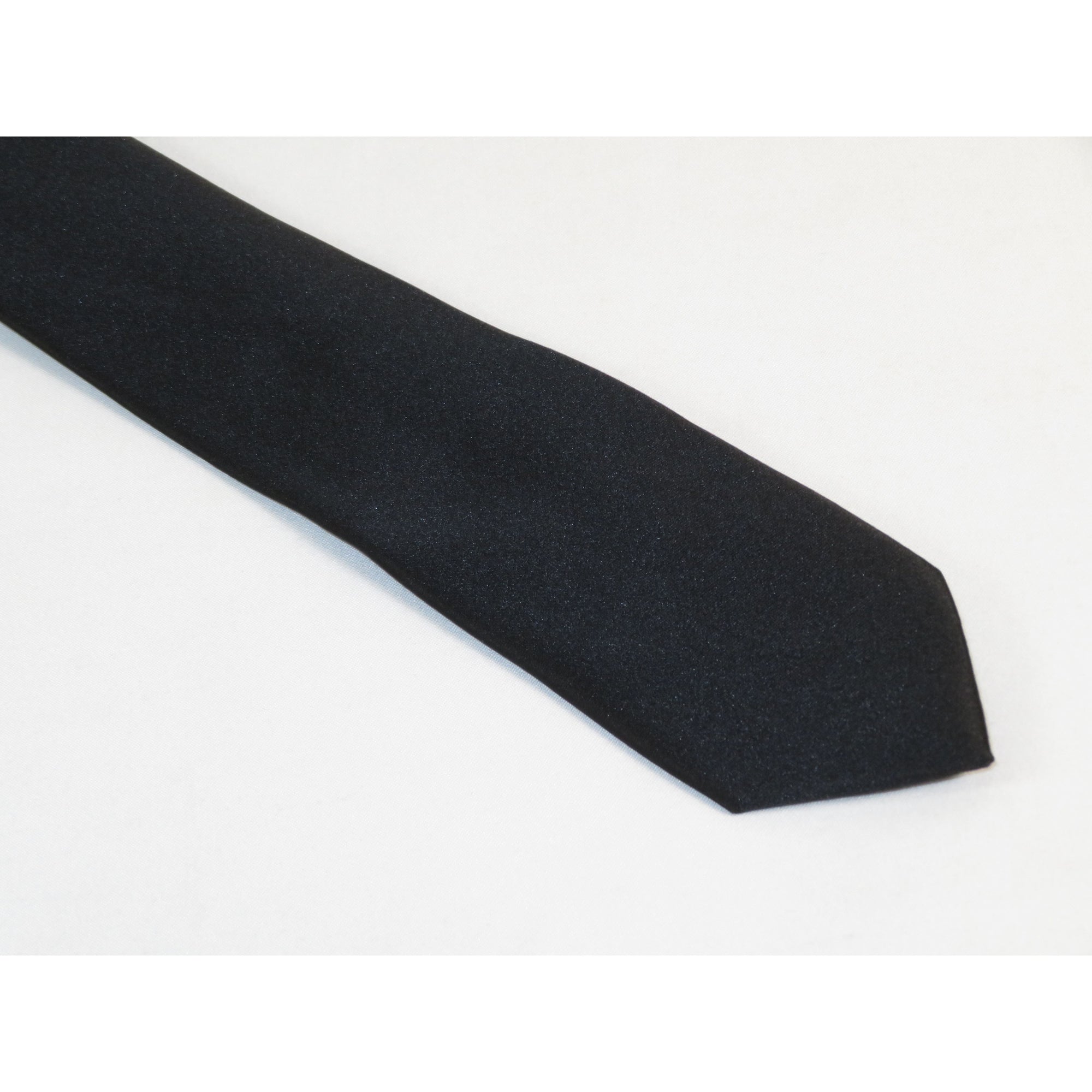 Mens Skinny Tie/Hankie Set Satin Vito Rofolo by J.Valintin VTR-122 Solid Black