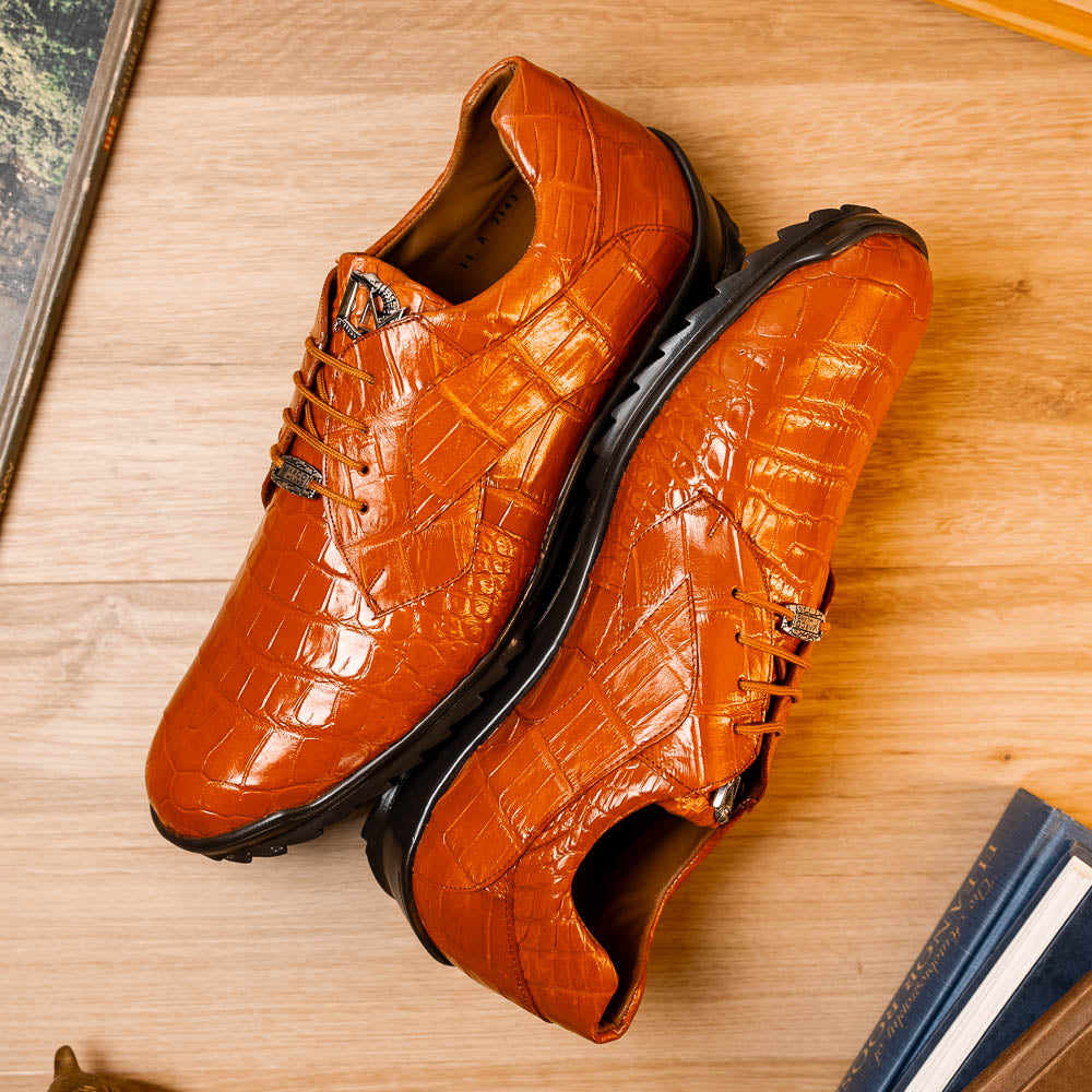 Genuine alligator sneaker Shoes Unique rustic finish Vulcan Honey
