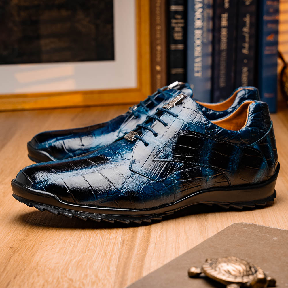 genuine alligator sneaker Shoes Unique rustic finish Vulcan Rustic Navy