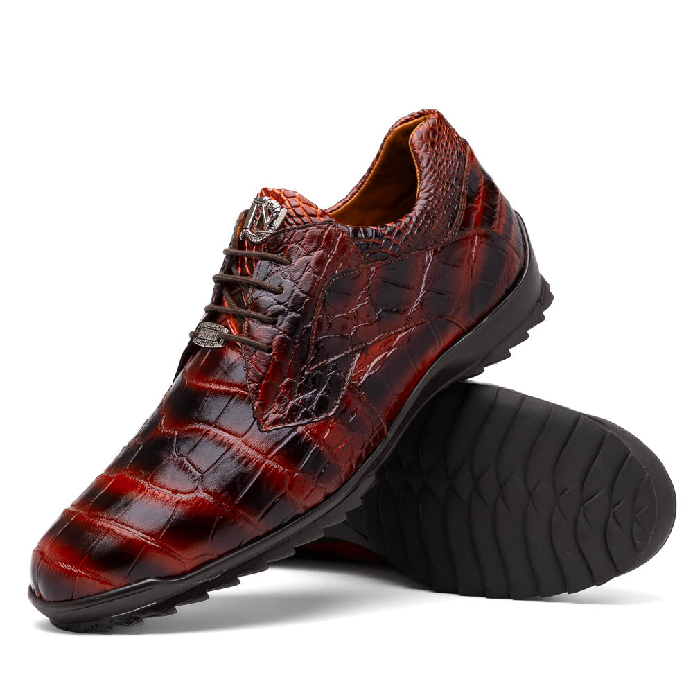 genuine alligator sneaker Shoes Unique rustic finish Vulcan Rustic Cognac