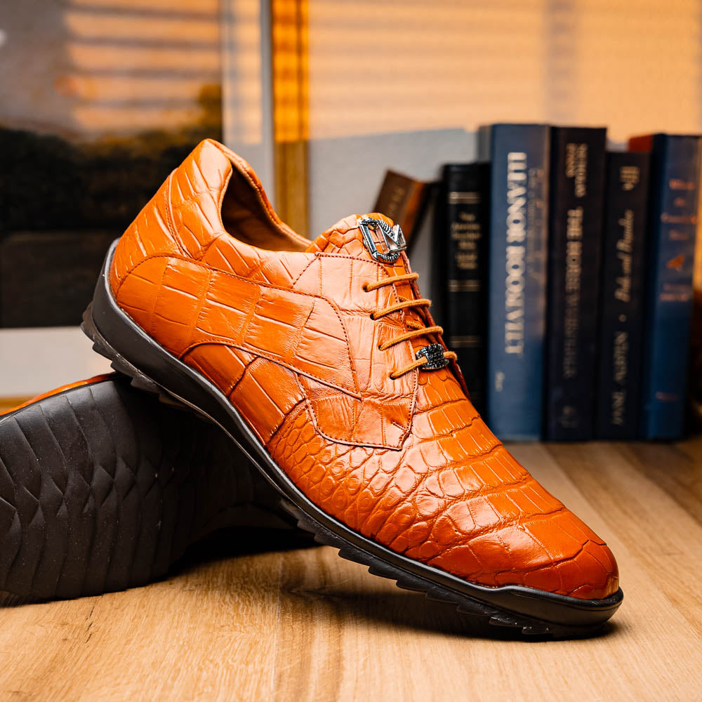 Genuine alligator sneaker Shoes Unique rustic finish Vulcan Honey