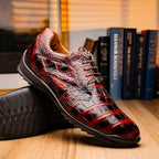 genuine alligator sneaker Shoes Unique rustic finish Vulcan Rustic Cognac