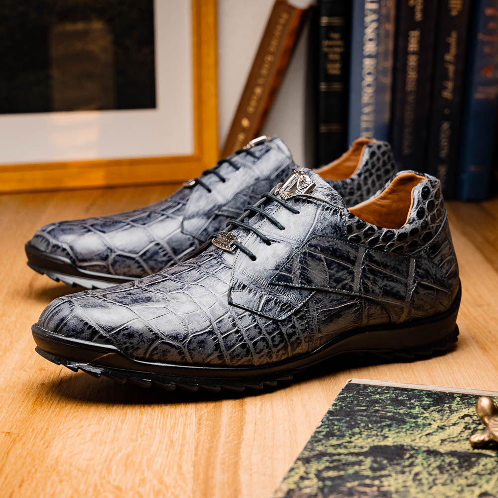 Genuine alligator sneaker Shoes Unique rustic finish Vulcan Rustic Gray