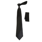 Mens Narrow Tie/Hankie Set Satin Vito Rofolo by J.Valintin VTR-121 Solid Black