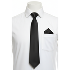 Mens Narrow Tie/Hankie Set Satin Vito Rofolo by J.Valintin VTR-121 Solid Black